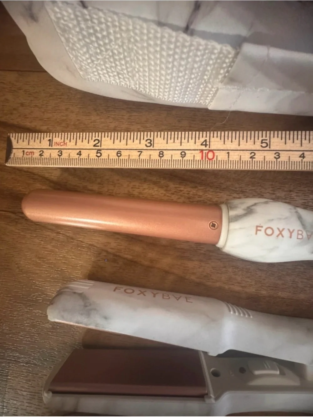 FoxyBae Mini Travel Hair Tool Set Dryer Flat Iron Curler Marble Rose Gold